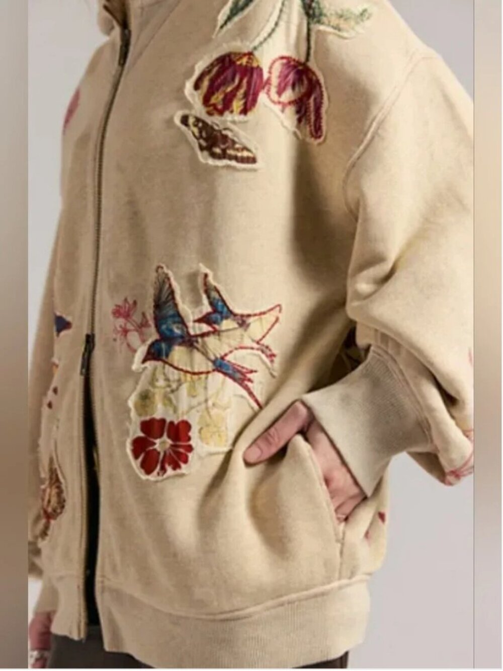 Free People NWT We The Free Zipper Front Hoodie Sweatshirt Oversized Cardigan M - Picture 2 of 7